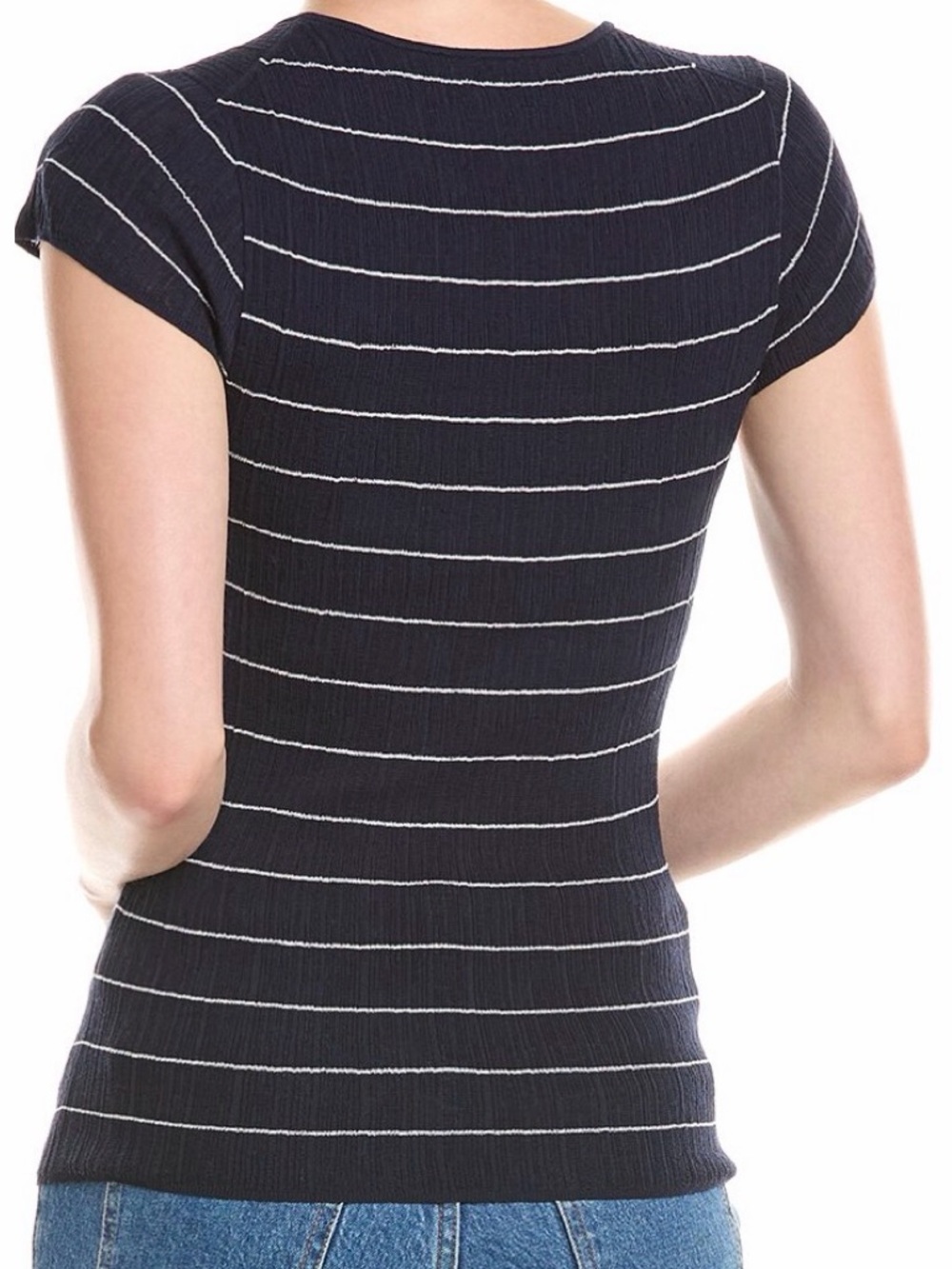 A.L.C. Sam Striped Cotton-Blend Top in Navy/White - Picture 4 of 5